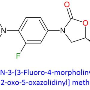 Chemical Structure of Linezolid (R)-[N-3-(3-Fluoro-4-Morpholinylphenyl)-2-Oxo-5-Oxazolidinyl] Methanol , 168828-82-8