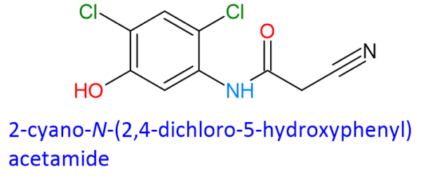 Chemical Structure of 2-Cyano-N-(2,4-Dichloro-5-Hydroxyphenyl)Acetamide
