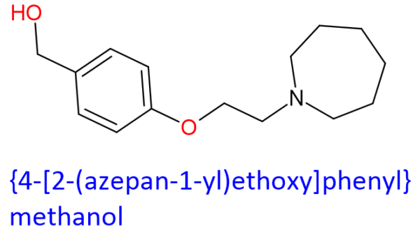Chemical Structure of {4-[2-(Azepan-1-Yl)Ethoxy]Phenyl}Methanol , CAS NO. 223251-16-9