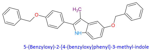 Chemical Structure of 5-(Benzyloxy)-2-[4-(Benzyloxy)Phenyl]-3-Methyl-Indole 198479-63-9