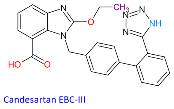 Chemical Structure of 2-Ethoxy-1-[[2′-(1H-Tetrazol-5-Yl)[1,1′-Biphenyl]-4-Yl]Methyl]-1H-Benzimidazole-7-Carboxylic Acid 139481-59-7