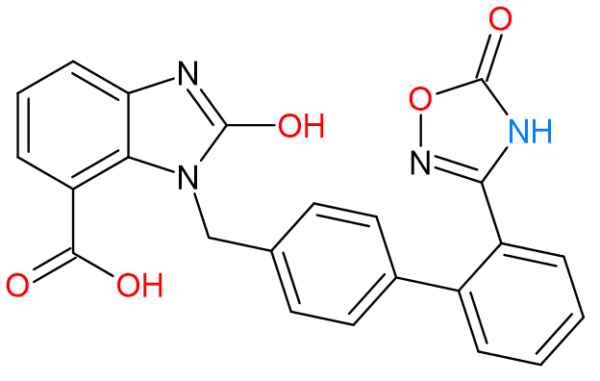 Chemical structure of Des Ethyl Azilsartan C23H16N4O5
