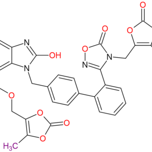 Chemical Structure of Des Ethyl Dimedoxomil Azilsartan Molecular Formula C33H24N4O11