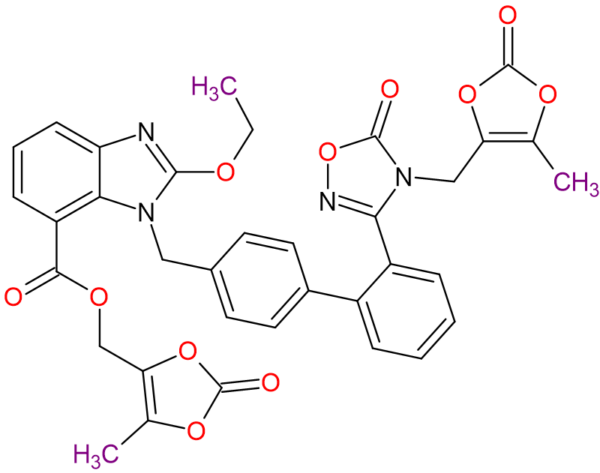 Chemical Structure of Dimedoxomil Azilsartan Molecular Formula C35H28N4O11