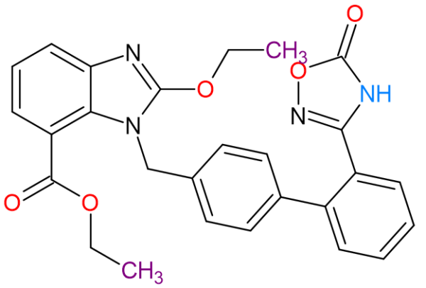 Chemical structure of Ethyl Azilsartan C27H24N4O5